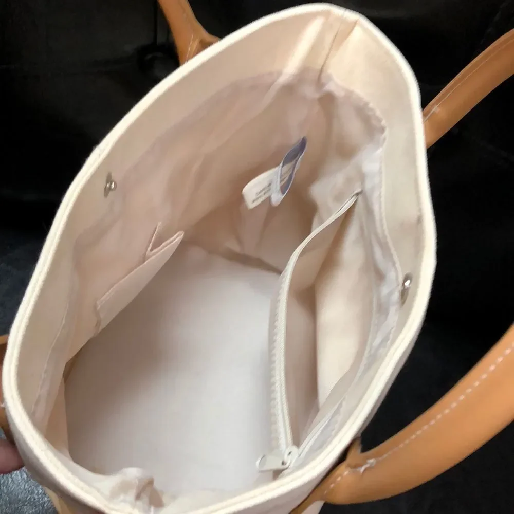 Lillian Vernon Leather Trim Tote